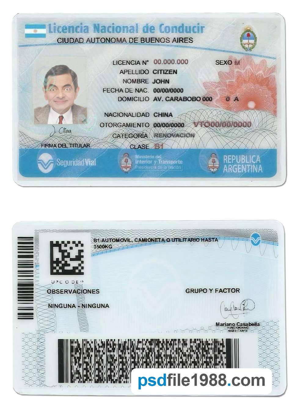 Argentina Buenos Aires Driving License